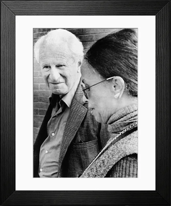 Framed Print : Herbert Marcuse talks with Mrs. Sallye Davis, mother of Angela Davis. March 14, 1972. They were attending the trial of Angela Davis, a former student of Marcuse