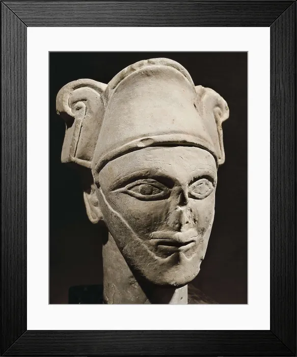 Framed Print : Head of a Semitic Chief. ca. 14th c. Iron Age. Sculpture on rock. JORDAN. Amman. Archaeological Museum. AISA / Everett Collection**US SALES ONLY**