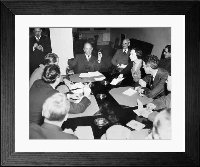 Framed Print : Henry Morgenthau, Jr. announces he has been named Acting Secretary of the Treasury. Nov. 15, 1933. Henry Morgenthau, Jr. assumed full Cabinet rank when Secretary William H