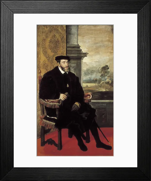 Framed Print : TTITIA, Tiziano Vecello, also called (1490-1576). Charles V. 1548. Work commissioned by the Emperor. Renaissance art. Cinquecento. Oil on canvas. GERMANY. Munich Framed Print : TTITIA, Tiziano Vecello, also called (1490-1576). Charles V. 1548. Work commissioned by the Emperor. Renaissance art. Cinquecento. Oil on canvas. GERMANY. Munich