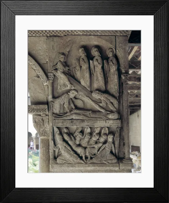 Framed Print : SANTO DOMINGO DE SILOS, Master of (12th century). Deposition of Christ. 12th c. SPAIN. Santo Domingo de Silos. Monastery of Santo Domingo (St. Dominic). Romanesque art