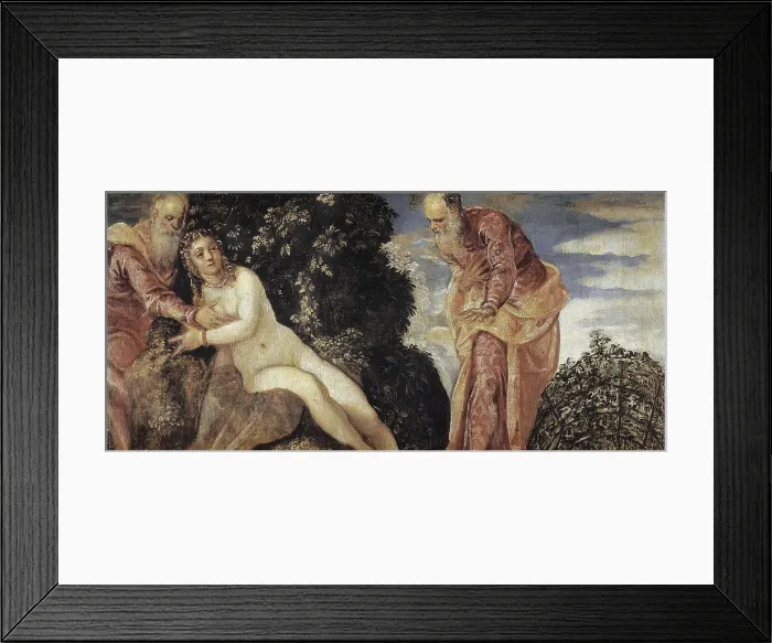 Framed Print : TINTORETTO, Jacopo Robusti, called Il (1518-1594). Susanna and the Elders. 1555. Renaissance art. Cinquecento. Venetian school. Oil on canvas. SPAIN. Madrid. Prado Museum