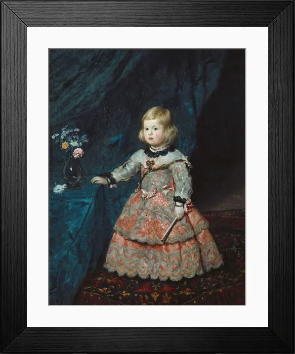 Framed Print : VELAZQUEZ, Diego Rodrguez de Silva (1599-1660). Infanta Margarita Teresa in a Pink Gown. 1653 - 1654. Baroque art. Oil on wood. AUSTRIA. Vienna