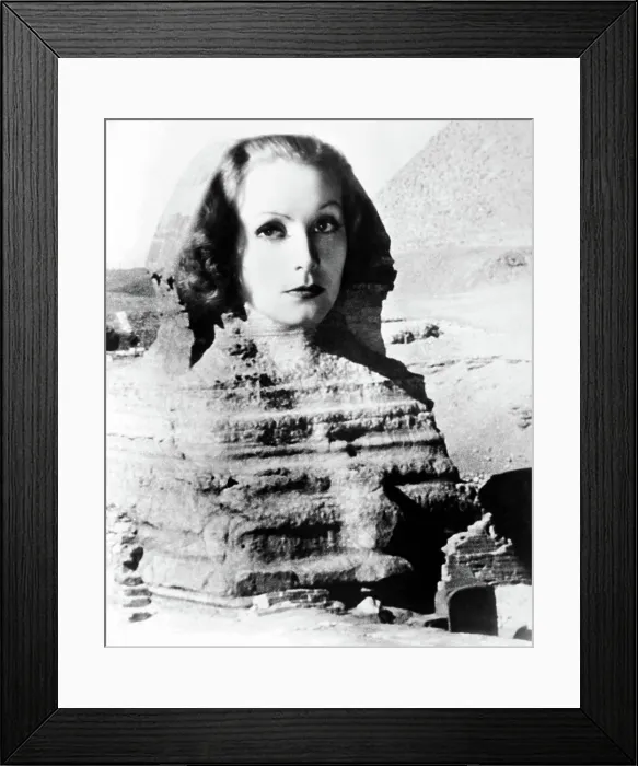 Framed Print : Greta Garbo, in a 1931 portrait from INSPIRATION which Clarence Sinclair Bull transposed over the Sphinx Framed Print : Greta Garbo, in a 1931 portrait from INSPIRATION which Clarence Sinclair Bull transposed over the Sphinx