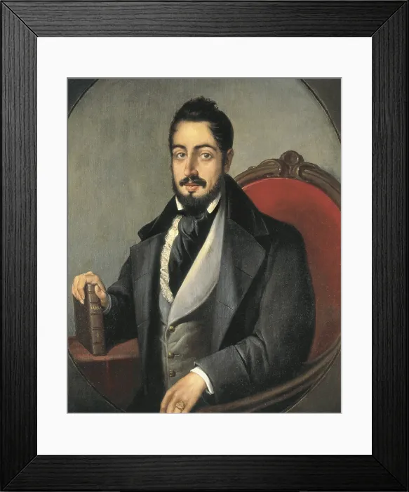 Framed Print : LARRA, Mariano Jos de (1809-1837). Spanish romantic writer and journalist. Portrait of anonymous author. Oil on canvas. SPAIN. Madrid. Romantic Museum