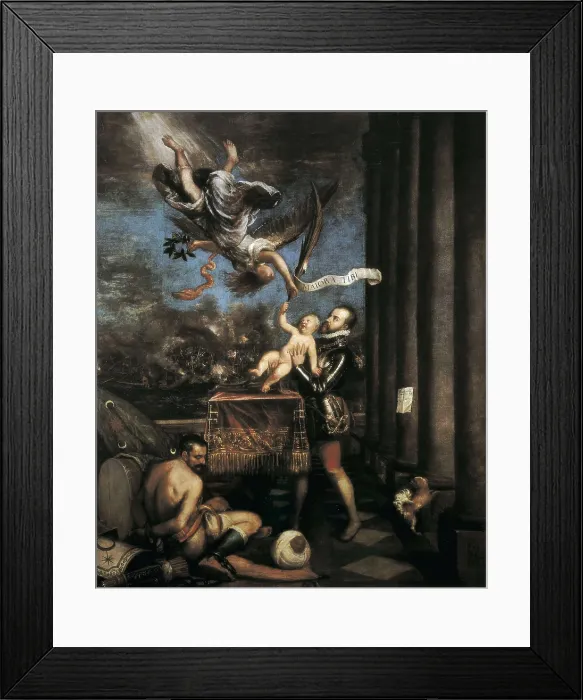 Framed Print : TTITIA, Tiziano Vecello, also called (1490-1576). Allegory of the Battle of Lepanto. 1573 - 1575. Renaissance art. Cinquecento. Oil on canvas. SPAIN. Madrid. Prado Museum