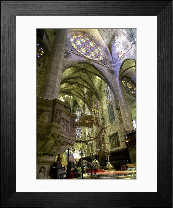 Framed Print : Palma de Majora Cathedral. ca. 1230-1613. SPAIN. Palma de Mallorca. Cathedral of St. Mary. Central nave. Gothic art. Architecture