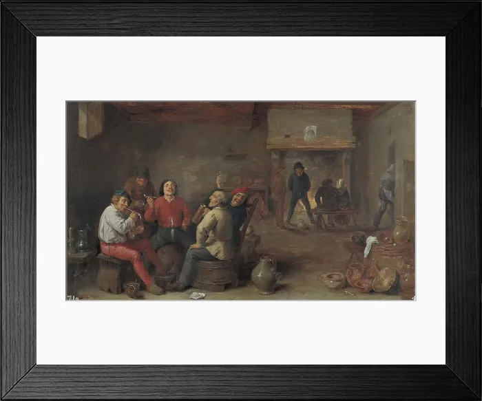 Framed Print : TENIERS II, David, 'the Younger' (1610-1690). The Conversation. 1620 - 1638. In the past attributed to Brouwer. Flemish art. Oil on canvas. SPAIN. Madrid. Prado Museum