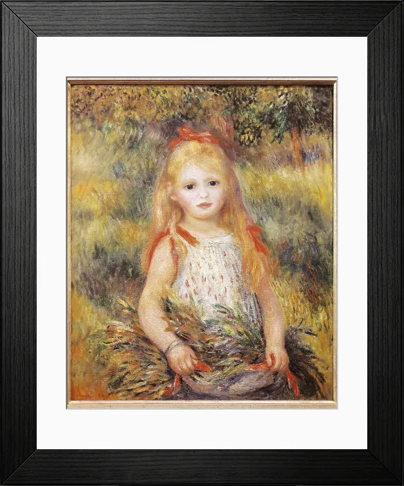 Framed Print : RENOIR, Pierre-Auguste (1841-1919). Little Girl Carrying Flowers or The Little Gleaner. 1888. Impressionism. Oil on canvas. BRAZIL. Sao Paulo. Sao Paulo Museum of Art
