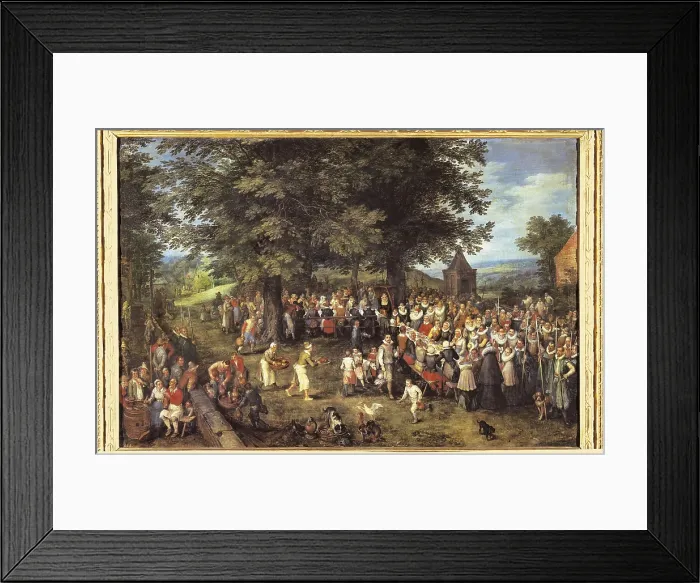 Framed Print : Breugel, Jan, The Elder, called 'Velvet Bruegel' (1568-1625). Wedding banquet presided by the Archdukes. ca. 1617. Flemish art. Oil on canvas. SPAIN. Madrid