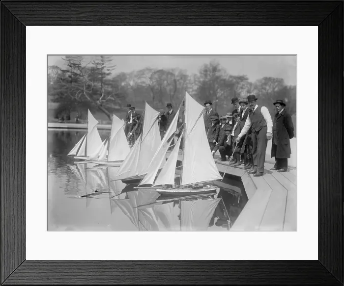 Framed Print : New York City, start of toy yacht race in Central Park, circa 1910s
