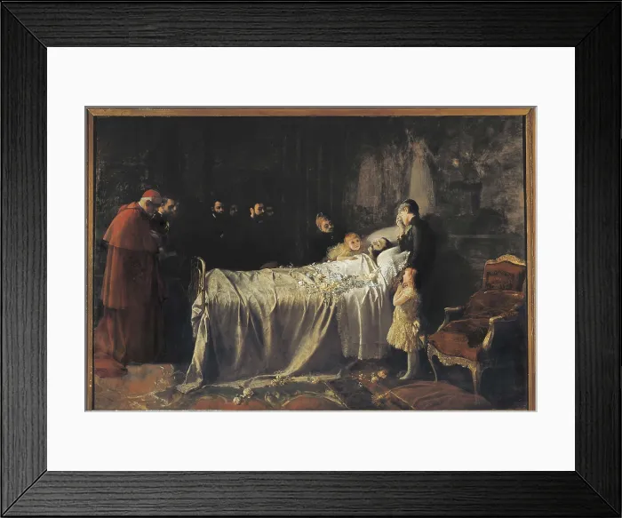 Framed Print : BENLLIURE GIL, Joan Antoni (1859-1930). The Death of Don Alfonso XII. ca. 1885. He died at the age of 27 of tuberculosis. Oil on canvas. SPAIN. Barcelona Framed Print : BENLLIURE GIL, Joan Antoni (1859-1930). The Death of Don Alfonso XII. ca. 1885. He died at the age of 27 of tuberculosis. Oil on canvas. SPAIN. Barcelona