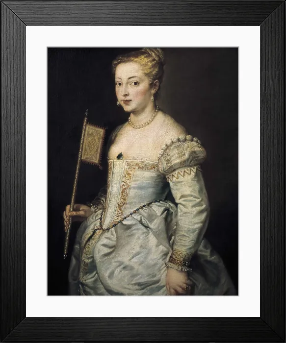 Framed Print : RUBENS, Peter Paul (1577-1640). A Woman with a fan. 1612 - 1614. Flemish art. Oil on canvas. AUSTRIA. Vienna. Kunsthistorisches Museum Vienna (Museum of Art History)