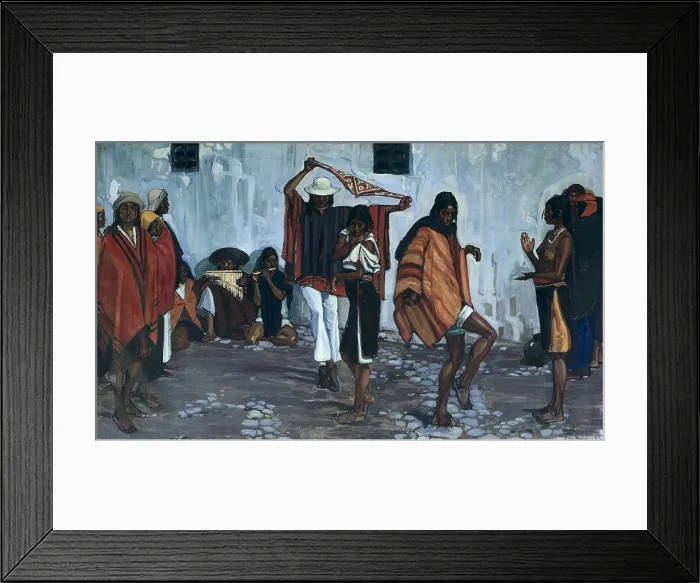 Framed Print : Ecuador. Indigenous painting. 'Dancec'. ECUADOR. Quito. Library of the Museum Jacinto Jijn y Caamao of Archaeology and Colonial Art