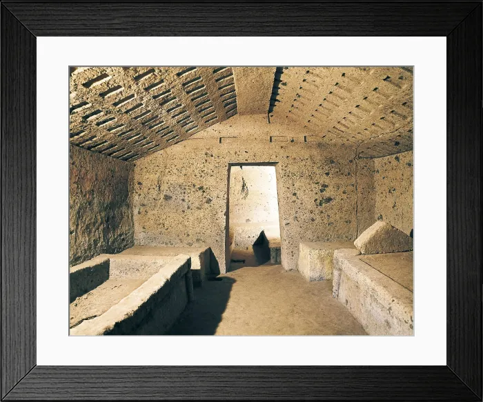 Framed Print : Tomb of the Painted Lions. 2nd half 7th c. BC. ITALY. Cerveteri. Banditaccia Necropolis. Etruscan art. Architecture. AISA / Everett Collection**US SALES ONLY** Framed Print : Tomb of the Painted Lions. 2nd half 7th c. BC. ITALY. Cerveteri. Banditaccia Necropolis. Etruscan art. Architecture. AISA / Everett Collection**US SALES ONLY**
