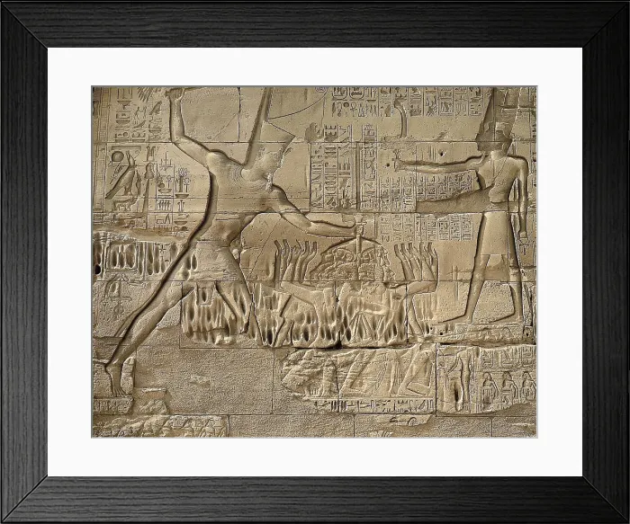 Framed Print : Great Temple of Amon-Re. 16th-4th c. BC. EGYPT. Karnak. Thebes. Temple of Amon - Ra. Seti I sacrifying prisoners