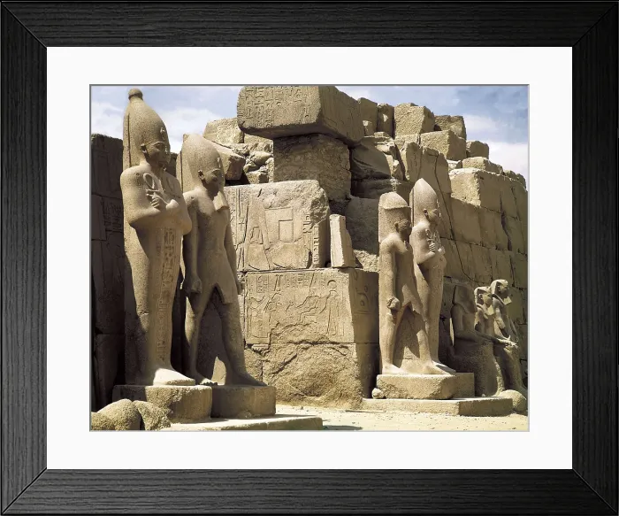 Framed Print : Great Temple of Amon-Re. 16th-4th c. BC. EGYPT. Karnak. Thebes. Temple of Amon - Ra. Gate of Thutmose III with colossal statues. Egyptian art. New Kingdom