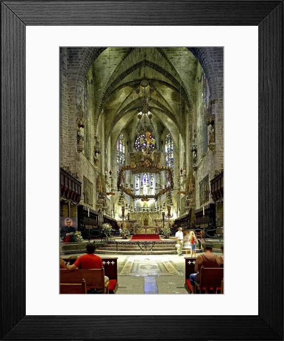 Framed Print : Palma de Majora Cathedral. ca. 1230-1613. SPAIN. Palma de Mallorca. Cathedral of St. Mary. High Altar. Gothic art. Architecture