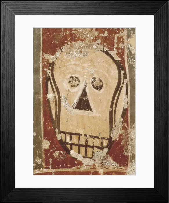 Framed Print : Scenes of the New Testament on the Northern Wall. Paintings of Sorpe. 2nd half 12th c. Detail situated under the Christ crucified from a skull. Romanesque art. Fresco. SPAIN