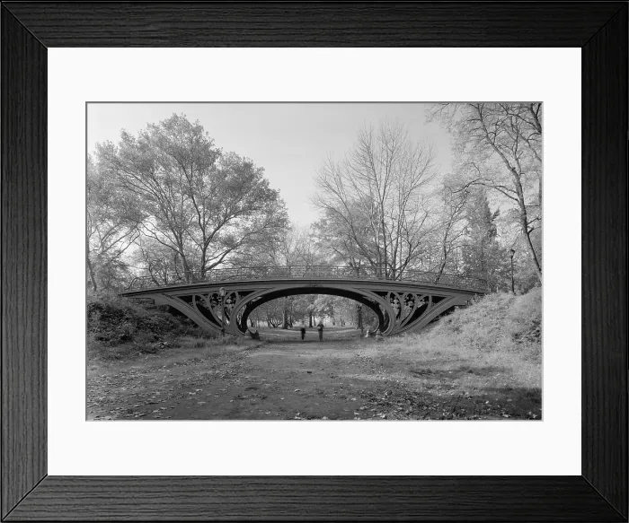 Framed Print : New York City, Central Park's Gothic Arch, view from bridlepath looking southwest, photograph by Jet Lowe, circa 1980s Framed Print : New York City, Central Park's Gothic Arch, view from bridlepath looking southwest, photograph by Jet Lowe, circa 1980s