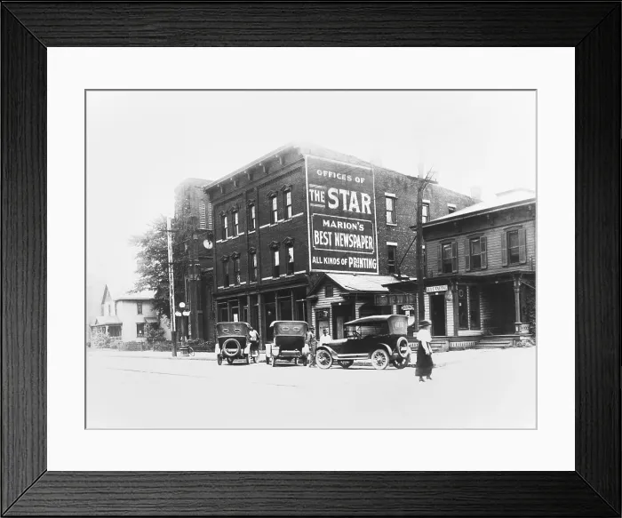 Framed Print : Office of THE MARION STAR, Warren G. Harding's newspaper at Marion, Ohio. Ca. 1916. In 1884, 18 year old Harding bought the failing THE MARION STAR, a daily newspaper Framed Print : Office of THE MARION STAR, Warren G. Harding's newspaper at Marion, Ohio. Ca. 1916. In 1884, 18 year old Harding bought the failing THE MARION STAR, a daily newspaper