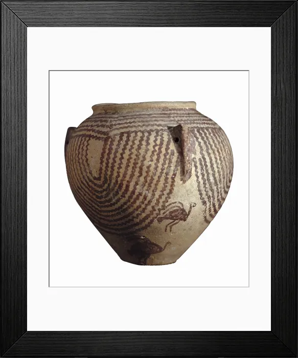 Framed Print : Decorated vessel. 3600 BC. Ceramics from the neolithic Negade II culture, from Predynastic Egypt. Neolithic art. Ceramics. EGYPT. Cairo. Egyptian Museum. Proc: EGYPT. Abydos