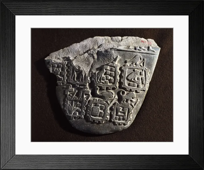 Framed Print : Tehenu Palette. 33rd c. BC. Back. Egyptian art. Relief on rock. EGYPT. Cairo. Egyptian Museum. Proc: EGYPT. Abydos. AISA / Everett Collection**US SALES ONLY**
