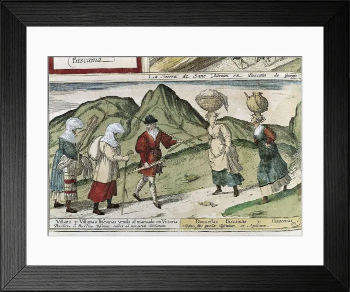 Framed Print : HOGENBERG, Franz (1535-1590). Civitatis Orbis Terrarum. 1572-1617. Biscayan countrymen, engraving of the work 'Civitatis Orbis Terrarum', by George Braun