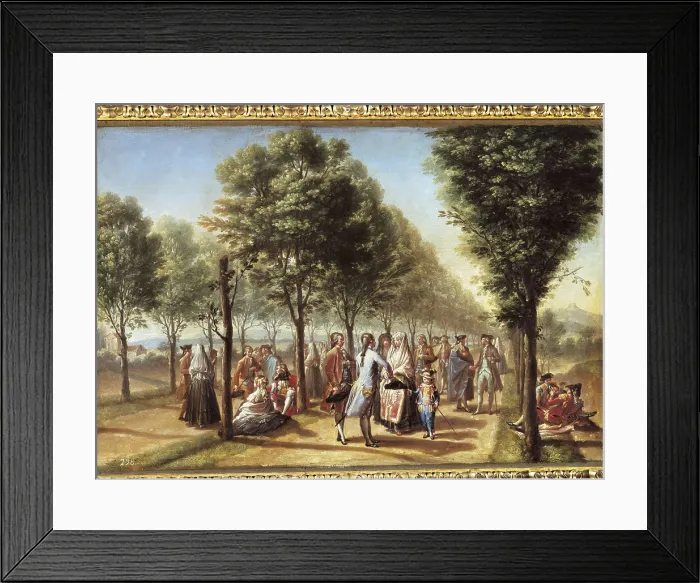 Framed Print : BAYEU Y SUBIAS, Francisco (1734-1795). The Paseo de las Delicias in Madrid. 1785. Made for a tapestry. Neoclassicism. Oil on canvas. SPAIN. Madrid. Prado Museum