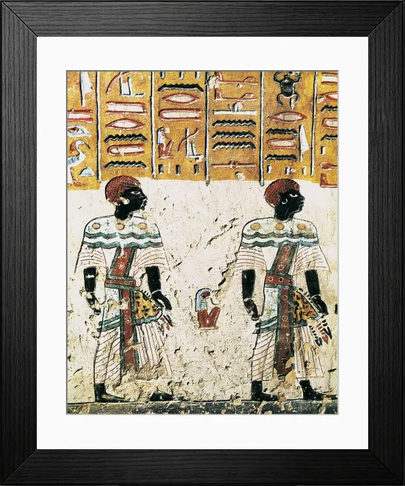 Framed Print : Tomb of Ramses II. 1160s BC. EGYPT. Dayr al-Bahri. Valley of the Kings. Tomb of Rameses III. The Gods Khnum, Hathor and Horus in the funerary barque. Egyptian art. New Kingdom