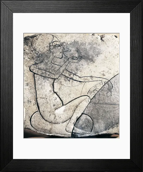 Framed Print : Princess eating a duck. 1353 BC. Work belonging to the Kingdom of Akhenaten. Egyptian art. New Kingdom. Relief on rock. EGYPT. Cairo. Egyptian Museum