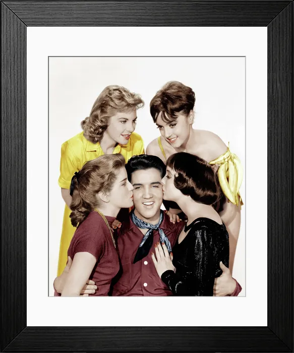 Framed Print : KING CREOLE, Elvis Presley (center) with (clockwise from left): Dolores Hart, Jan Shepard, Liliane Montevecchi, Carolyn Jones, 1958