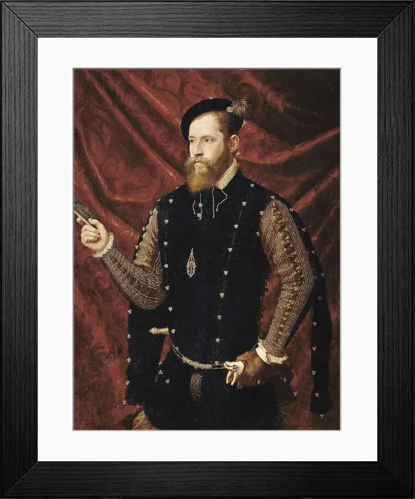 Framed Print : MAIP, Vicente (1480-1550). Portrait of Don Luis de Castella, Senor de Bicorp. 1st half 16th c. On the chest he flaunts the scallop shell of Santiago Framed Print : MAIP, Vicente (1480-1550). Portrait of Don Luis de Castella, Senor de Bicorp. 1st half 16th c. On the chest he flaunts the scallop shell of Santiago