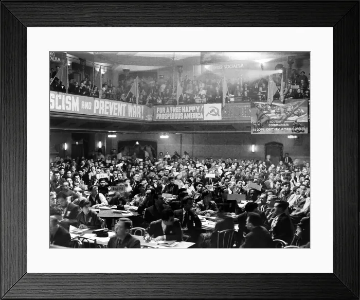 Framed Print : General view of the Communist National Convention at the Metropolitan Opera House. One banner reads, Communism is 20th Century Americanism'. June 24, 1936