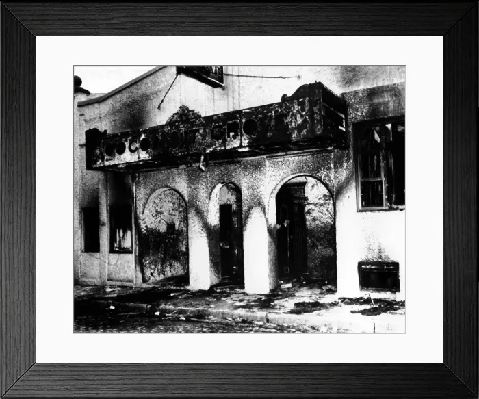 Framed Print : Coconut Grove Nightclub Fire. The charred exterior of club morning after the fire that killed 492 on Nov. 28, 1942. (CSU_ALPHA_1663) CSU Archives / Everett Collection Framed Print : Coconut Grove Nightclub Fire. The charred exterior of club morning after the fire that killed 492 on Nov. 28, 1942. (CSU_ALPHA_1663) CSU Archives / Everett Collection