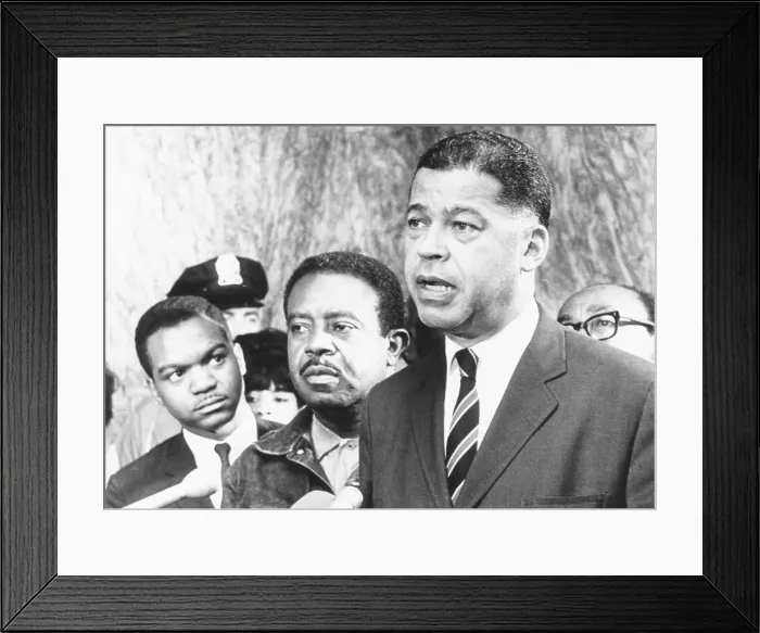 Framed Print : Ralph Abernathy (center) with Sen. Edward Brooke after meeting with a Congressional delegation. June 13, 1968 Framed Print : Ralph Abernathy (center) with Sen. Edward Brooke after meeting with a Congressional delegation. June 13, 1968