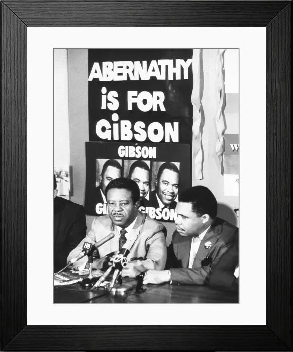 Framed Print : Rev. Ralph Abernathy (left) and endorsed Kenneth Gibson for Mayor of Newark, N.J. June 13, 1970. Gibson defeated incumbent Mayor Hugh Addonizio in the Democratic primary