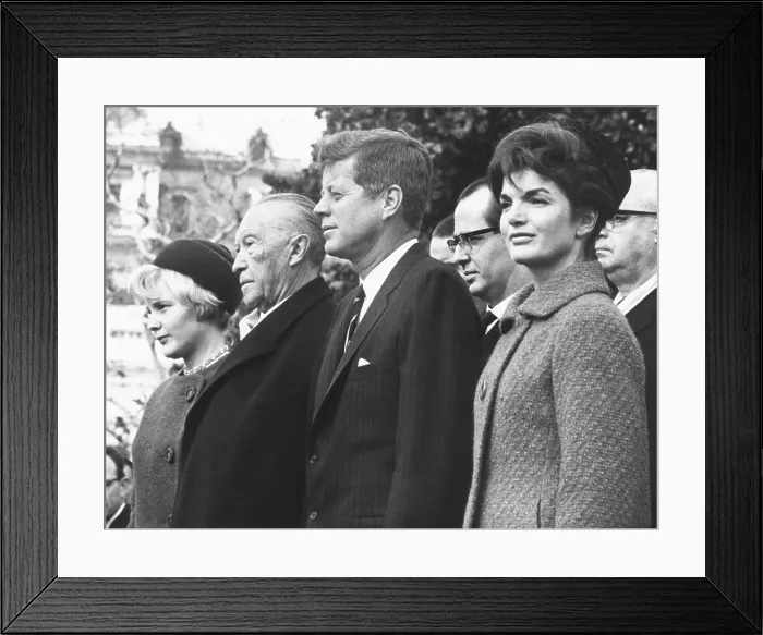 Framed Print : West German Chancellor Konrad Adenauer received full military honors at White House Ceremony. Nov. 4, 1962. L-R: Mrs Framed Print : West German Chancellor Konrad Adenauer received full military honors at White House Ceremony. Nov. 4, 1962. L-R: Mrs