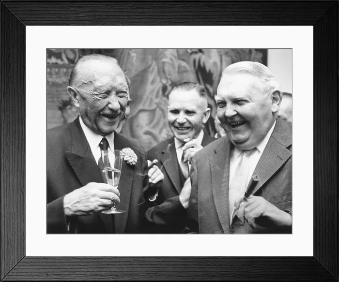 Framed Print : West German Chancellor Konrad Adenauer (left), and Chancellor designate Ludwig Erhard. Sept. 25, 1963