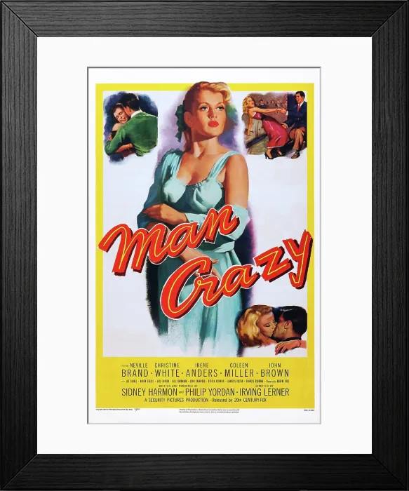 Framed Print : MAN CRAZY, US poster art, 1953. TM & Copyright 20th Century Fox Film Corp. All rights reserved / Courtesy: Everett Collection Framed Print : MAN CRAZY, US poster art, 1953. TM & Copyright 20th Century Fox Film Corp. All rights reserved / Courtesy: Everett Collection