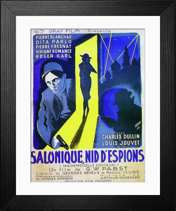Framed Print : UNDER SECRET ORDERS, (aka MADEMOISELLE DOCTEUR, aka SALONIQUE, NID D'ESPIONS), Louis Jouvet, 1937