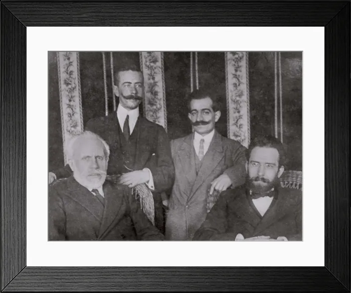 Framed Print : From left to right Pablo Iglesias, Juan Almela Meli, Desiderio Tavera and Daniel Anguiano (c. 1917). SPAIN. Madrid. Pablo Iglesias Foundation Framed Print : From left to right Pablo Iglesias, Juan Almela Meli, Desiderio Tavera and Daniel Anguiano (c. 1917). SPAIN. Madrid. Pablo Iglesias Foundation