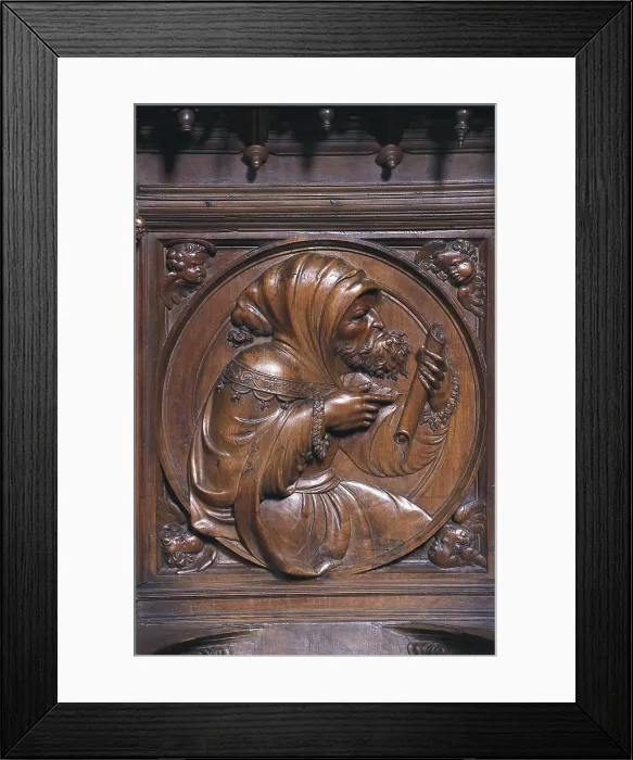Framed Print : JUSQUIN, (15th c.-16th c.); MALINAS, Juan de(15th c.-16th c.); COPIN OF HOLLAND (15th c.-16th c.). Choir-stall of the Cathedral of Len. 15th-16th c. SPAIN. CASTILE AND LEON. Len