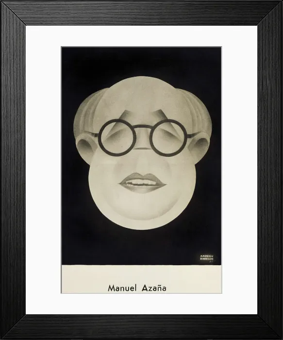 Framed Print : DAMESON, Andreu (1897-1968). Manuel Azaa. 1937. Drawing. SPAIN. Barcelona. Biblioteca de Catalunya (National Library of Catalonia)