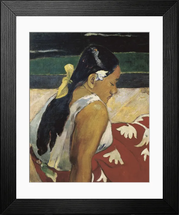 Framed Print : GAUGUIN, Paul (1848-1903). Women of Tahiti or On the Beach. 1891. Detail. Impressionism. Oil on canvas. FRANCE. Paris. Muse d'Orsay (Orsay Museum)