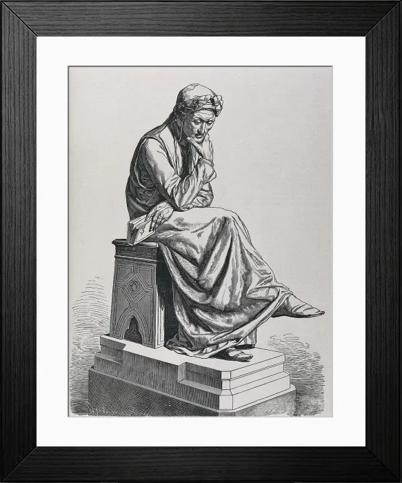 Framed Print : Copy of the sculpture of Jeronimo Suol (1864) that represents Dante Alighieri. Engraving. AISA / Everett Collection**US SALES ONLY** Framed Print : Copy of the sculpture of Jeronimo Suol (1864) that represents Dante Alighieri. Engraving. AISA / Everett Collection**US SALES ONLY**