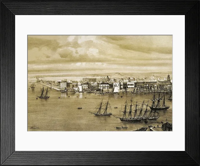 Framed Print : Cuba (19th c.). Havana. The harbour from Casa-Blanca. Engraving by Francisco Mialhe. Litography. SPAIN. Madrid. National Library. AISA / Everett Collection**US SALES ONLY**