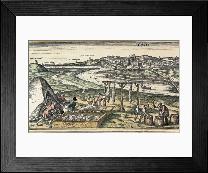 Framed Print : AISA / Everett Collection HOGENBERG, Franz (1535-1590). Civitatis Orbis Terrarum. 1572-1617. Jerez de la Frontera (1575). Fish salting