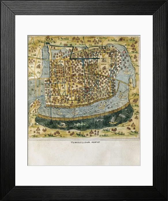 Framed Print : HOGENBERG, Franz (1535-1590). Civitatis Orbis Terrarum. 1572-1617. Tenochtitln (1576). Engraving from the work 'Civitatis Orbis Terrarum', by George Braun