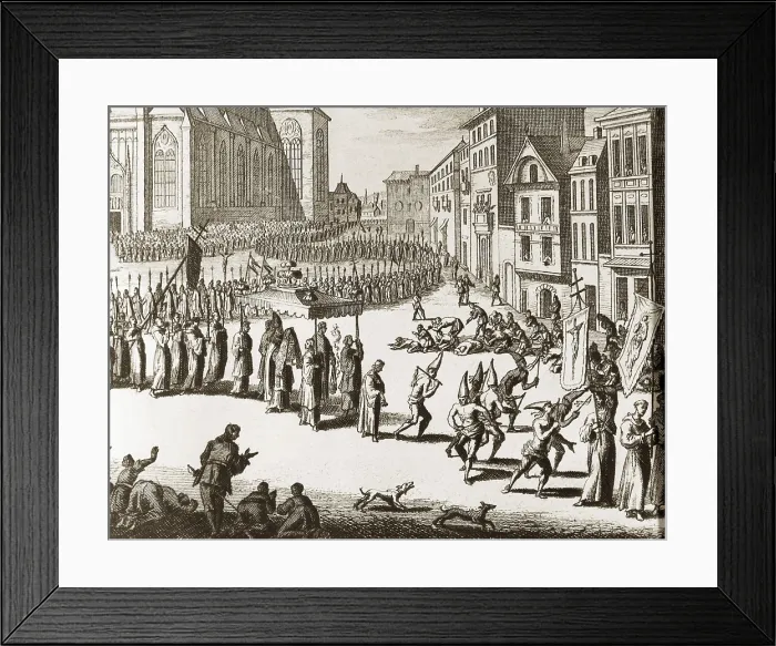 Framed Print : Spain (17th c.). Auto-da-f of the Inquisition. Procession. Engraving. AISA / Everett Collection (181990)**US SALES ONLY**